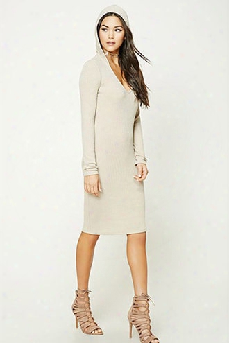 Hooded Ribbed Knit Dress