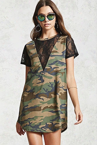 Lace Camo T-shirt Dress