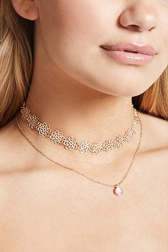 Layered Floral Chain Choker