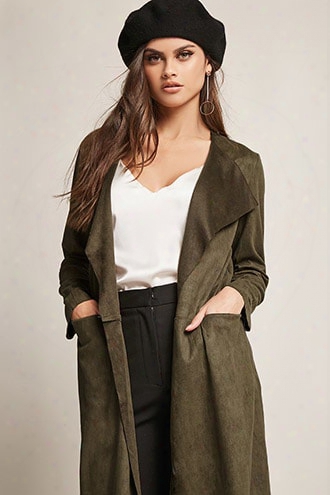 Longline Faux Suede Cardigan