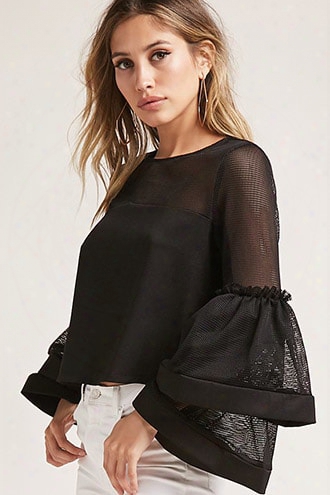 Mesh Bell-sleeve Top