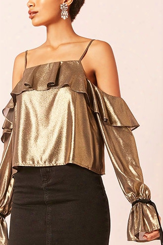 Metallic Open-shoulder Top