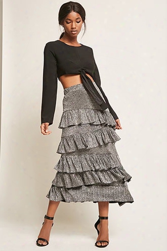 Metallic Ruffled Maxi Skirt