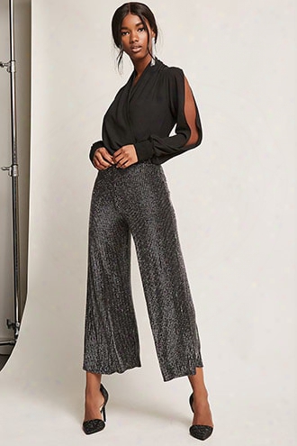 Metallic Striped Wide-leg Pants