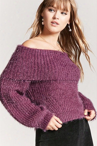 Off-the-shoulder Fuzzy Sweater