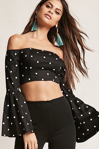 Off-the-shoulder Polka Dot Top