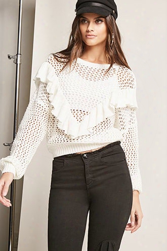 Open-knit Ruffle Sweater