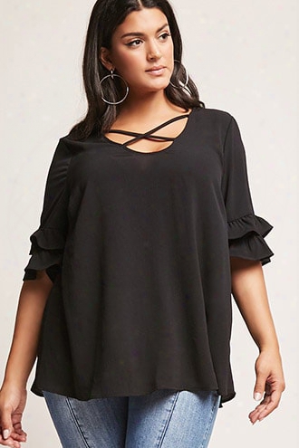 Plus Size Crisscross Crepe Top