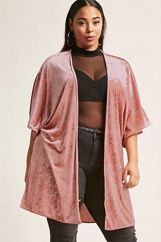 Plus Size Crushed Velvet Cardigan