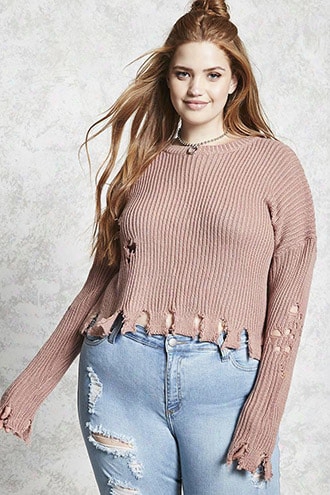 Plus Size Distressed Sweater