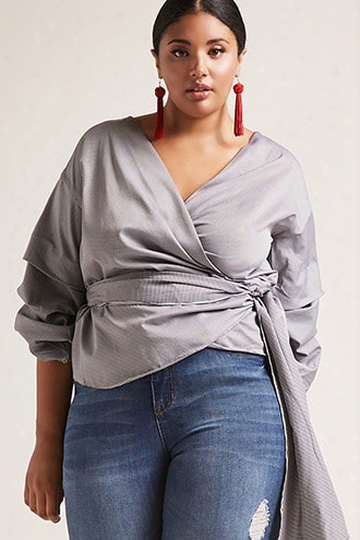 Plus Size Gingham Wrap Top