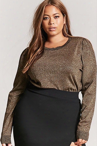 Plus Size Metallic Knit Sweater