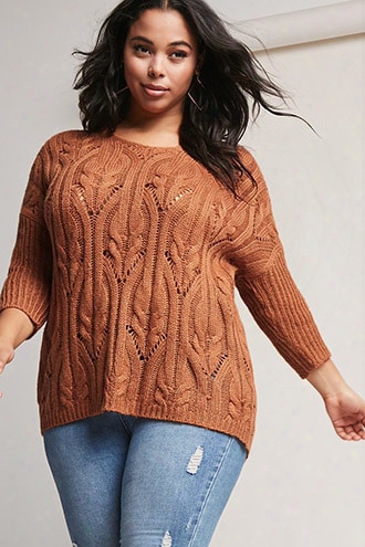 Plus Size Open-knit Sweater