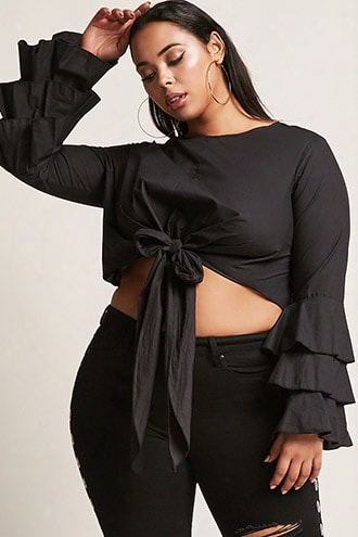 Plus Size Poplin Self-tie Top