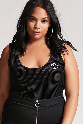 Plus Size Velvet Nyc Graphic Bodysuiit