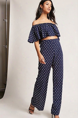 Polka Dot Crop Top And Pants Set