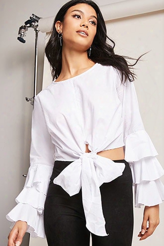 Poplin Tie-front Crop Top