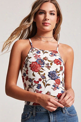 Ribbed Floral Cami Bodysuit