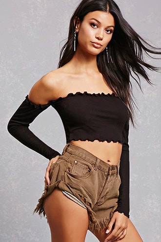 Ribbed Lettuce Edge Crop Top