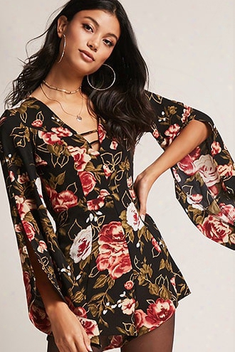 Selfie Leslie Floral Cutout Romper