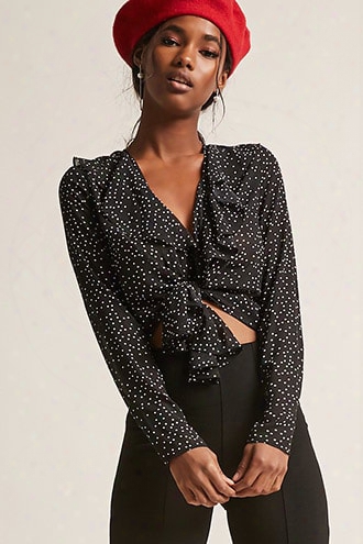 Sheer Polka Dot Open-front Top