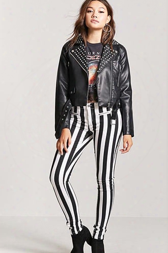 Stripped Low-rise Skinny Jeans