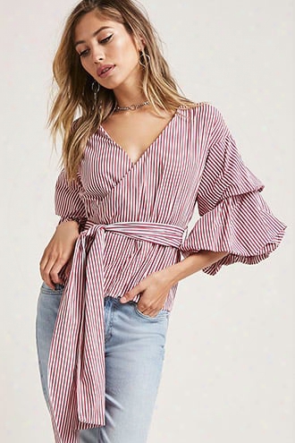 Striped Puff-sleeve Top