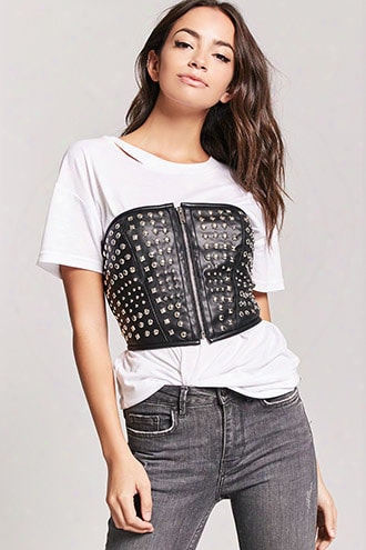 Studded Faux Leather Tube Top