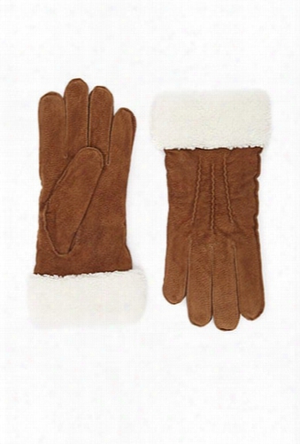 Suede Faux Shearling Gloves