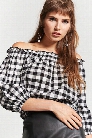 Off-The-Shoulder Gingham Crop Top