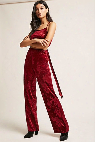 Velvet Crop Top & Palazzo Pants Set