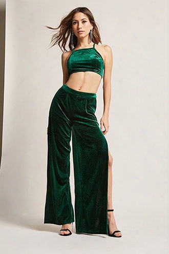 Velvet Crop Top & Pant Set