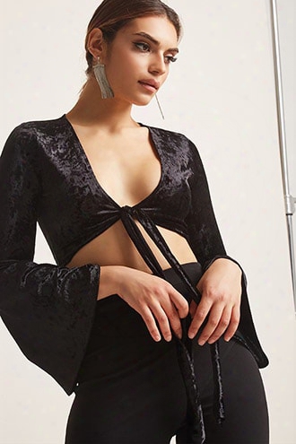 Velvet Tie-front Crop Top