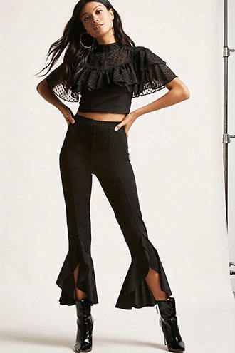 Vented Ruffle Ankle Pants