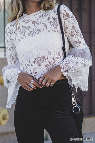 Bell-sleeve Lace Top