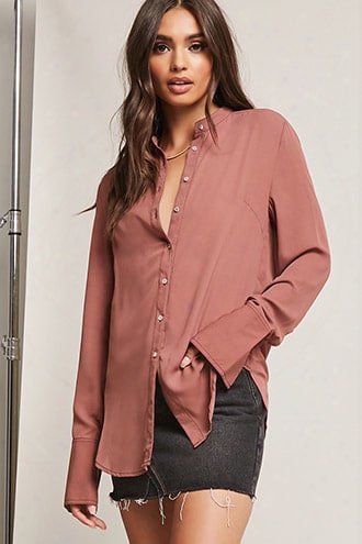 Chiffon Dolphin-hem Shirt