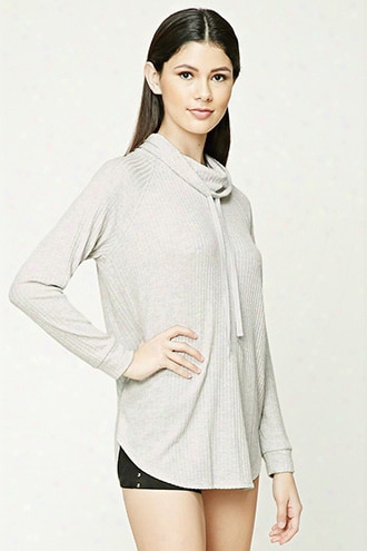 Cowl-neck Ribbed Pullover