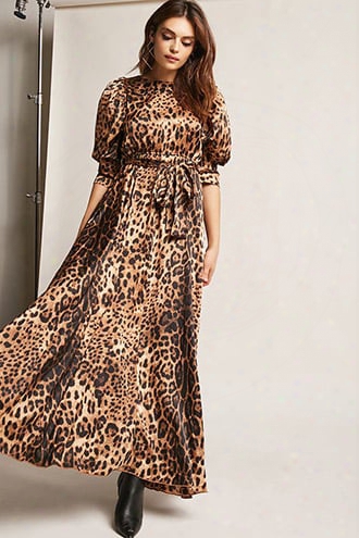 Eta Leopard Print Satin Maxi Dress