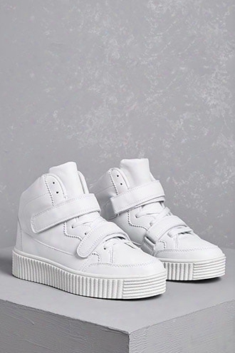 Faux Leather Flatform Sneakers