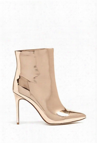 Faux Patent Metallic Ankle Boots