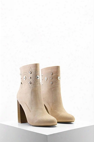 Faux Suede Embellished Boots