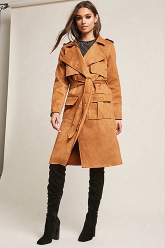 Faux Sued Etrench Coat