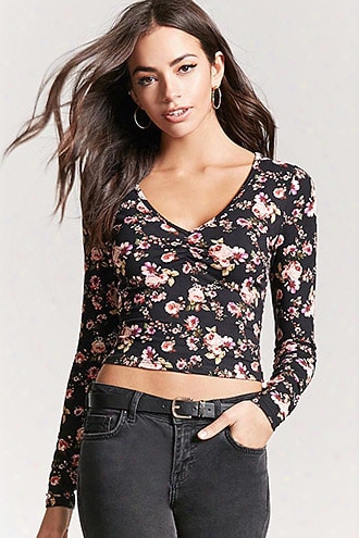 Floral Ruched Crop Top