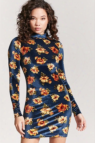 Floral Velvet Bodycon Dress