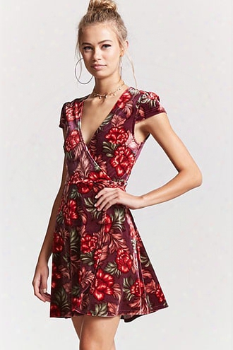 Floral Velvet Wrap Dress