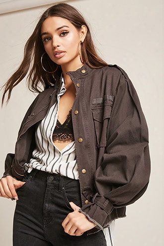 Frayed Button-front Jacket