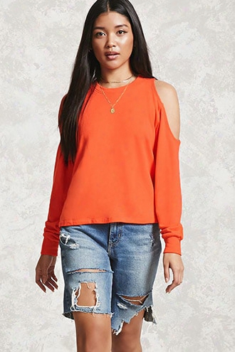 French Terry Open-shoulder Top