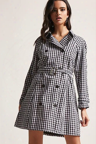 Gingham Double-breasted Coat