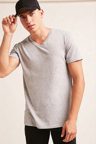 Heathered Knit V-neck Tee