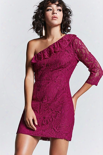 Lace Flounce One-shoulder Dress